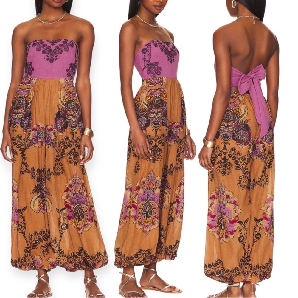 Free People Indio Sun Jumpsuit in Golden Combo - Picture 2 of 16